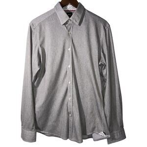 Hugo Boss Men's Large Regular Fit Heather Gray Long Sleeve Button Up Dress Shirt